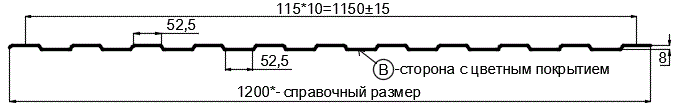 Фото: Профнастил С8 х 1150 - B (ПЭ-01-7016-0.4±0.08мм) в Белоозерском