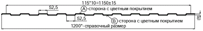 Фото: Профнастил С8 х 1150 - B Двусторонний (ПЭ_Д-01-8017-0.4±0.08мм) в Белоозерском