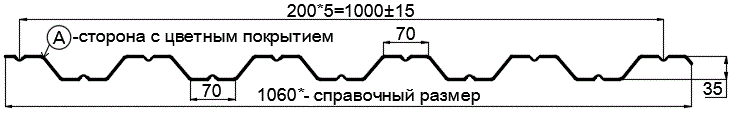 Фото: Профнастил НС35 х 1000 - A (PURMAN-20-Tourmalin-0.5) в Белоозерском